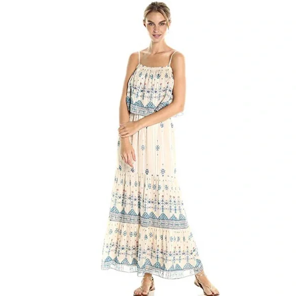 long puff sleeve maxi dress Sibille Puff Sleeve Maxi Dress Denim Blue